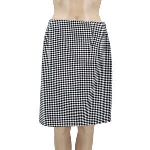 Lauren Ralph Lauren Vintage 90s Wool Black White Houndstooth Skirt Size 8